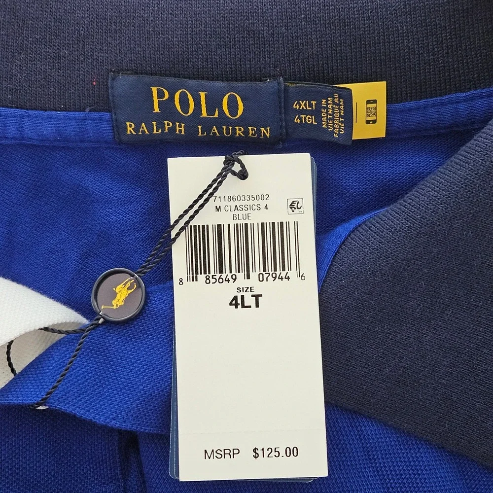 NWT Polo Ralph Lauren Polo Shirt Mens 4XLT Blue Short Sleeve Pony Classic Preppy